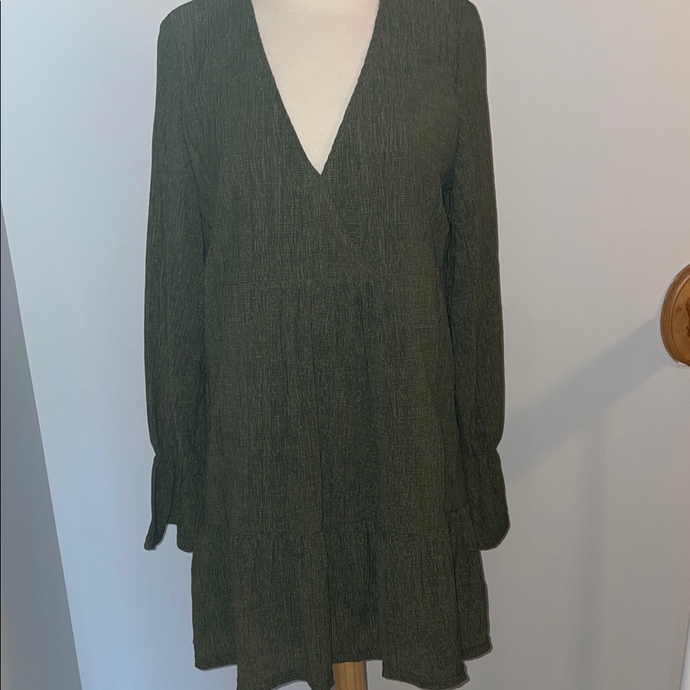 Very J Olive Long Sleeve Dress